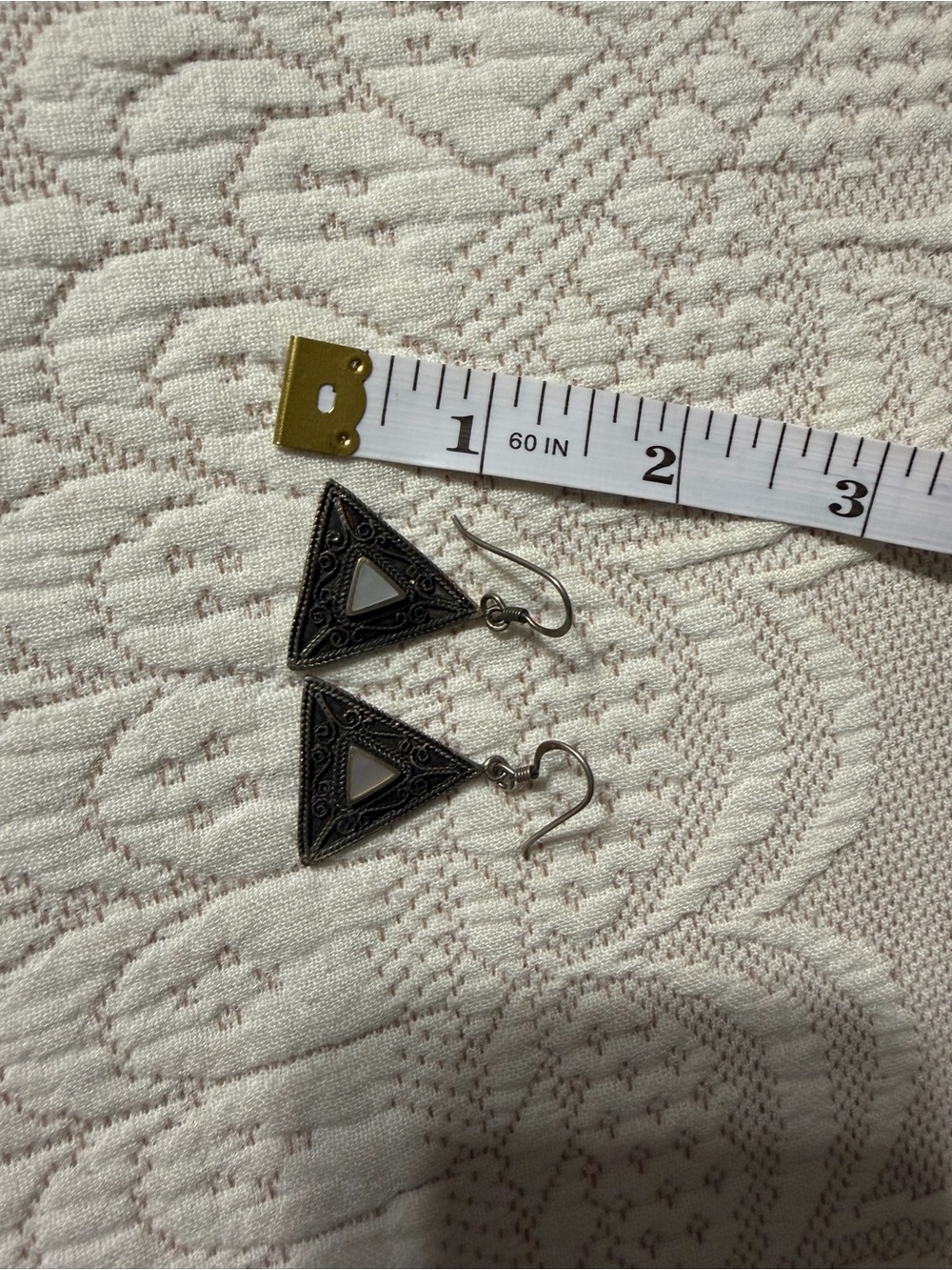 Vintage Pier 1 Handmade Triangular Filigree Drop Earrings - boho